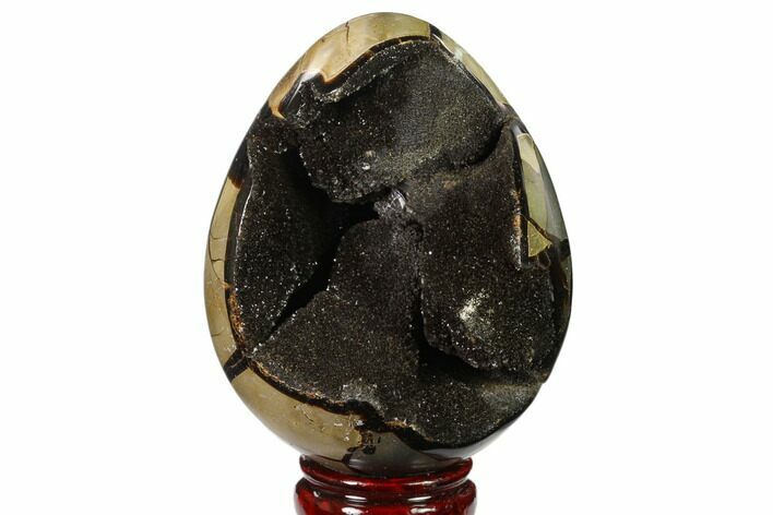 Septarian Dragon Egg Geode - Black Crystals #137905